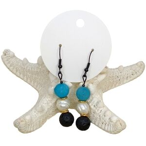 Earrings Womens Jewelry Real Pearl Stone Lava Bead Matte Glass Handmade Fall